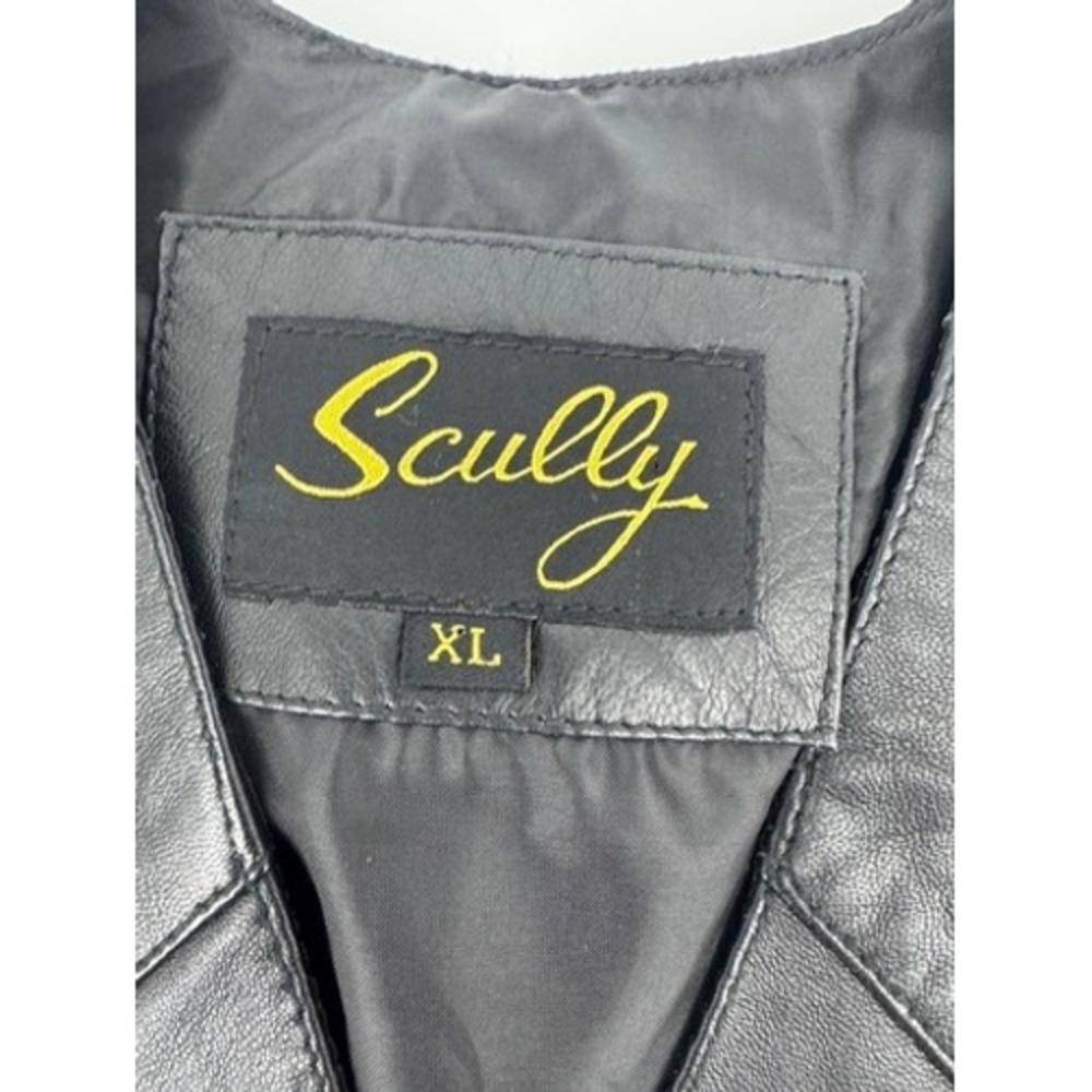 Scully Leather Vest Women XL Black‎ Western Oklahoma State Seal Buttons Cinch - Picture 2 of 12